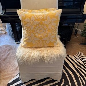 Pottery Barn yellow embroidered 20 x 20 pillow covers